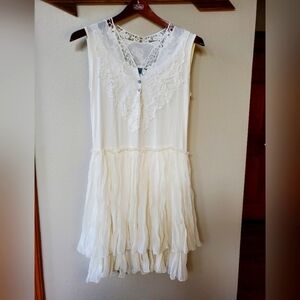 O2 Collection Ivory with crochet Tank Style Dress. Size M